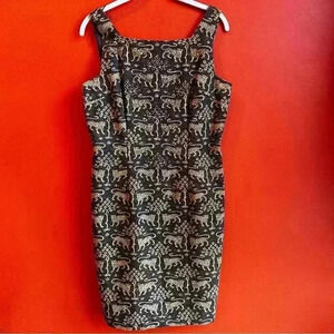 Vintage Maggie London Brown animal/cheetah print sheath dress size 10